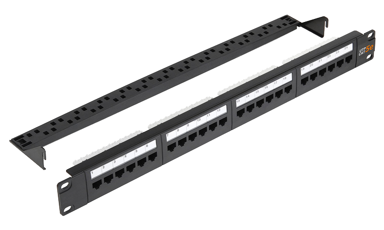 Патч-Панель 19" Nikomax, 24 гнезда RJ-45, CAT5e, неэкранированная, с органайзером, черная