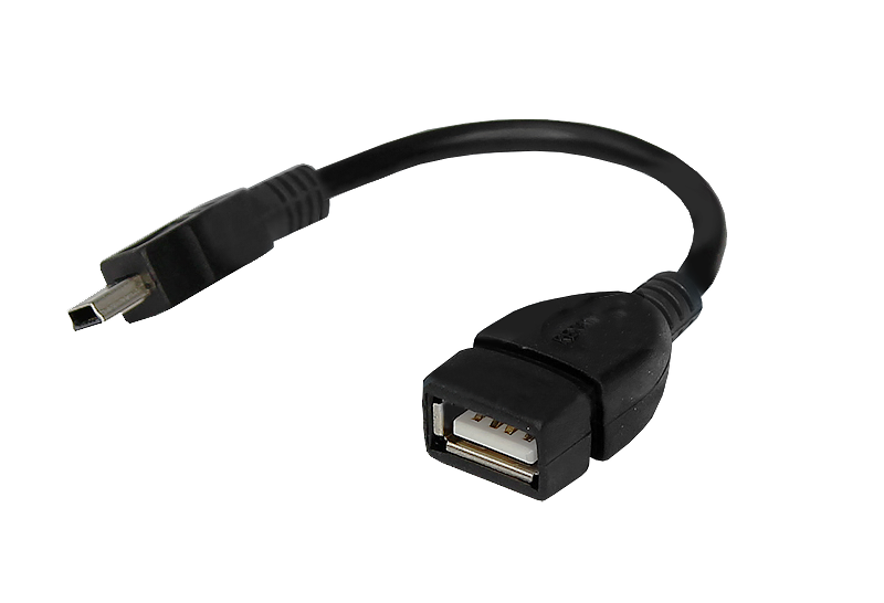 Шнур OTG USB A(гнездо) - Mini 5pin USB B(штекер) Rexant, черный, 0.15 м