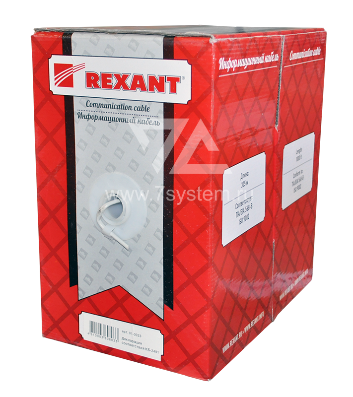 Кабель UTP 2PR 24AWG CAT5e Rexant, 305 м
