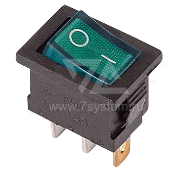 Выключатель SC-768 зеленый с подсветкой (3с)