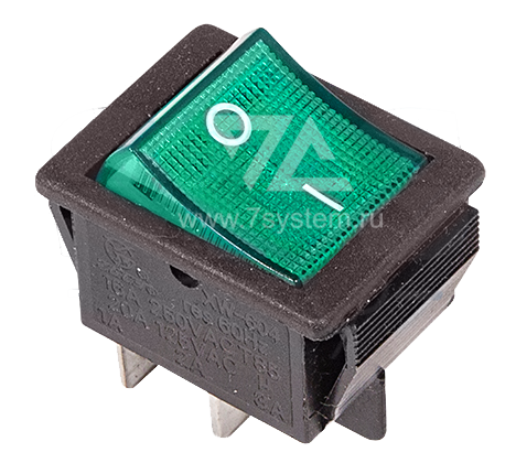 Выключатель SC-767 зеленый с подсветкой (4с) (IRS-201-1)