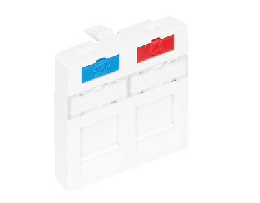 Вставка Nikomax, типа Mosaic 45 x 45 мм, 2 порта, под модули-вставки типа Keystone, со шторками, белая