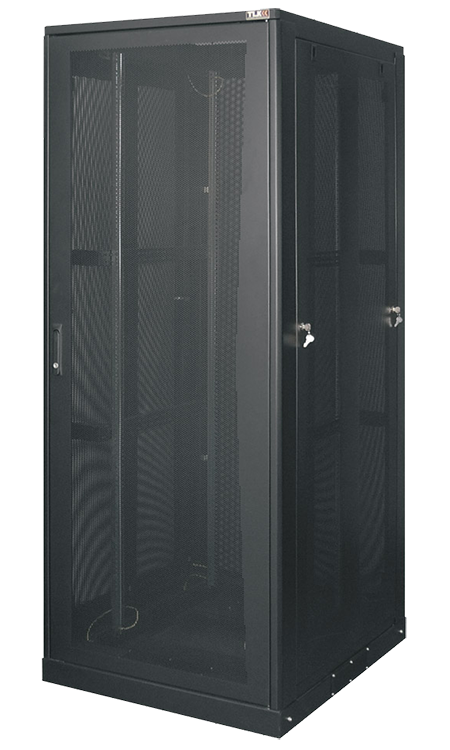 Шкаф напольный серверный 19" 24U (1309 x 600 х 1000) дверь мет.перф./стенки цельномет. TLK