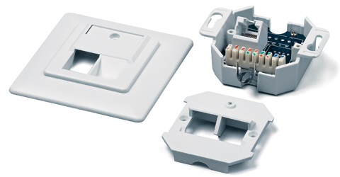 Розетка компьютерная SB-GTF1-8P8C-C5E-WH Hyperline, 8P-8C, CAT5e, одинарная