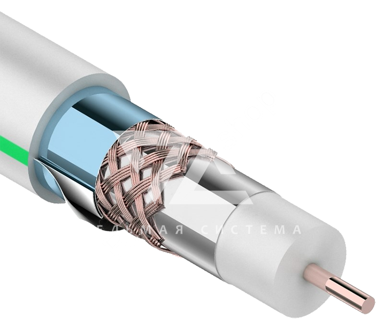 Кабель RG-6U Cu 64 Rexant, тройной экран, белый, 100 м