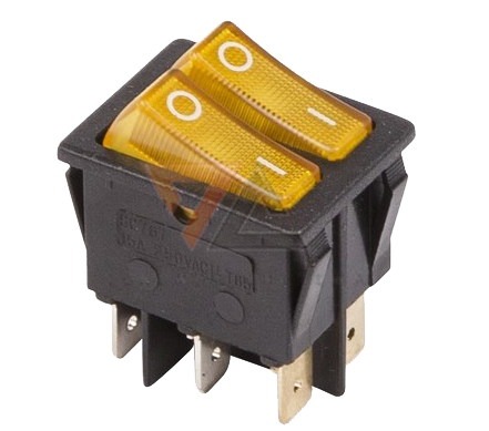 Выключатель SC-797 двойной желтый с подсветкой (6с)