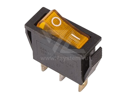 Выключатель клавишный желтый с подсветкой  250V 15A (3c) On-Off (RWB-404, SC-791, IRS-101-1C)