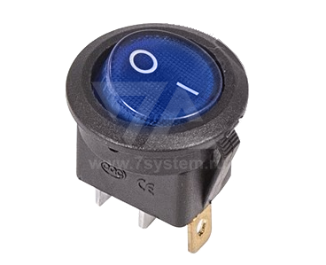 Выключатель клавишный синий круглый с подсветкой 250V 6А (3с) On-Off (RWB-214, SC-214, MIRS-101-8)