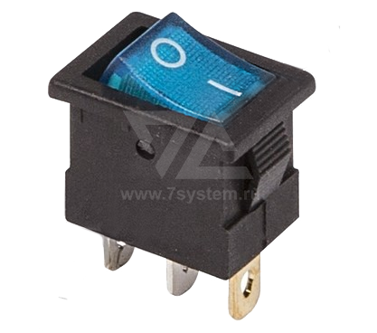 Выключатель клавишный синий с подсветкой 12V 15A (3c) On-Off Mini (RWB-206-1, SC-768)