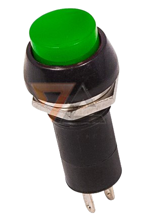 Выключатель-кнопка 250V 1А (2с) ON-OFF, зеленая (PBS-11A)
