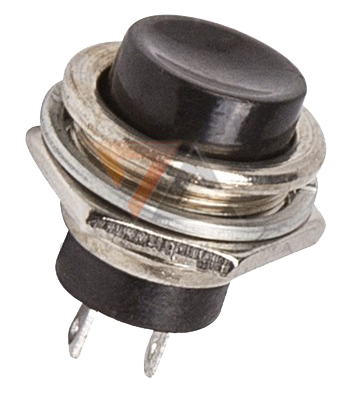 Кнопка круглая металлическая черная (ON)-OFF, d=16.2 мм