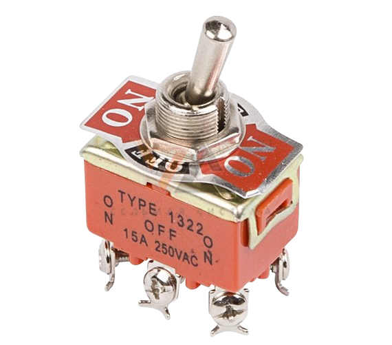 Тумблер двухполюсный 250V 6А (6c) ON-OFF-ON (KN-203)