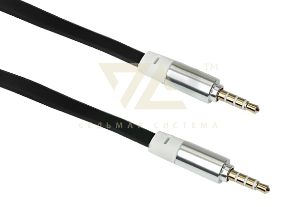 Кабель плоский Aux, черный, 1 м