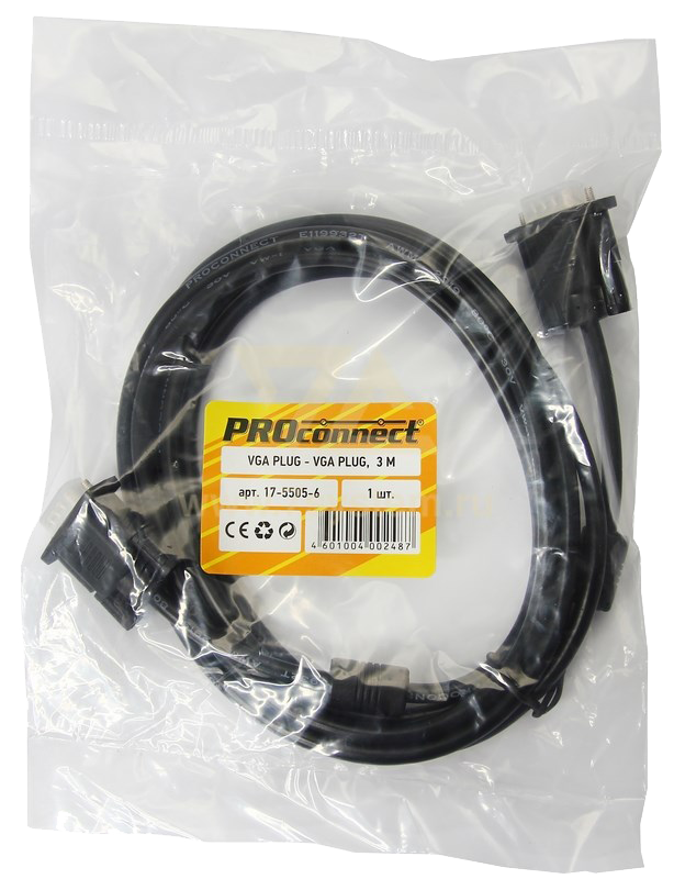 Шнур VGA plug- VGA plug Proconnect, 3 м