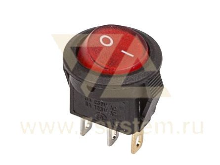 Выключатель клавишный красный круглый с подсветкой 250V 3А (3с) On-Off Micro (RWB-106, SC-214)