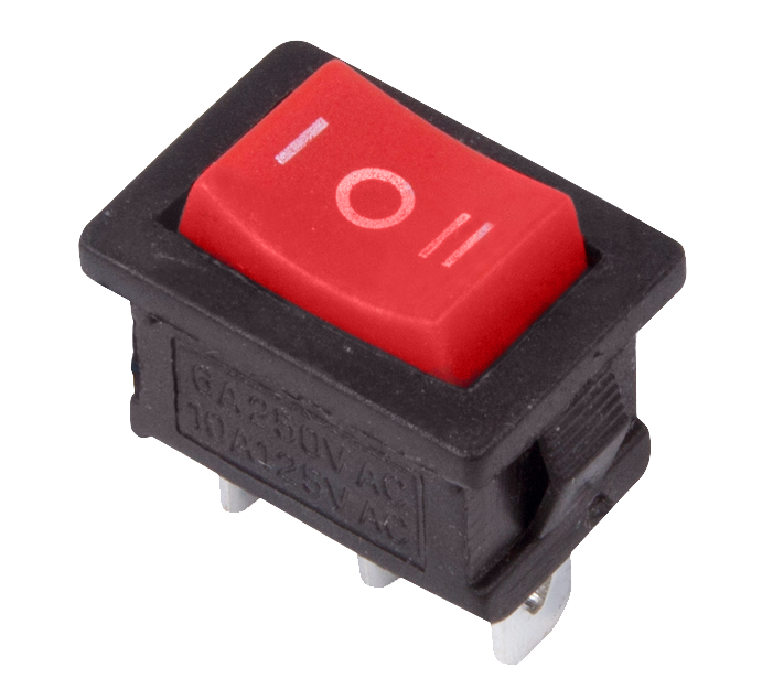 Выключатель клавишный красный с нейтралью 250V 6A (3c) On-Off-On Mini (RWB-205, SC-768)