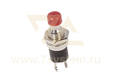 Выключатель-кнопка 220V 2А (2с) ON-OFF, металл, красная Micro (RWD-301, PBS-10B)