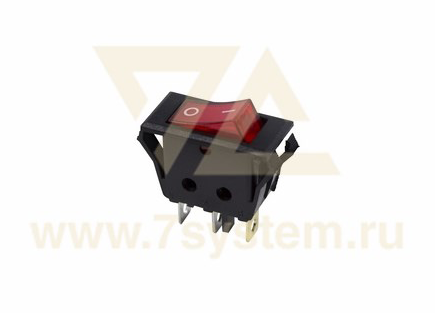 Выключатель клавишный красный с подсветкой  250V 15A (3c) On-Off (RWB-413, SC-788)