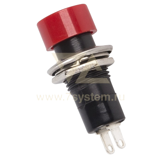 Выключатель-кнопка 250V 1А (2с) ON-OFF, красная (PBS-16А)