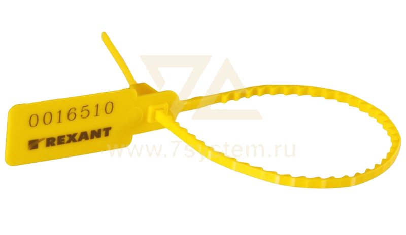 Пломба пластиковая номерная Rexant, 255 мм, желтая