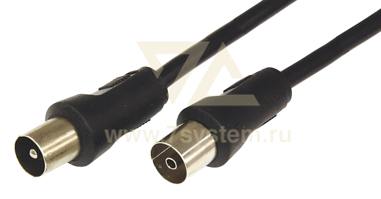 Шнур ТВ(штекер) - ТВ(гнездо) CCS Rexant, черный, 1.5 м