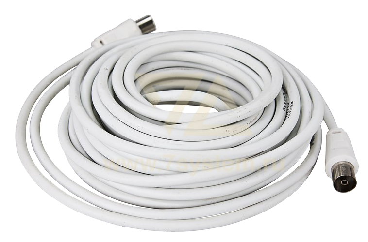 Шнур ТВ(штекер) - ТВ(гнездо) Rexant, белый, 15 м