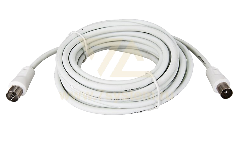 Шнур ТВ(штекер) - ТВ(гнездо) Rexant, белый, 3 м