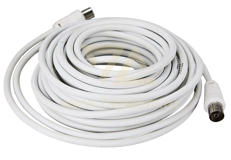 Шнур ТВ(штекер) - ТВ(гнездо) Rexant, белый, 7 м