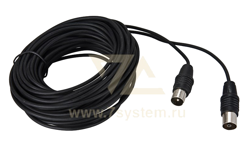 Шнур ТВ(штекер) - ТВ(гнездо) Rexant, черный, 7 м