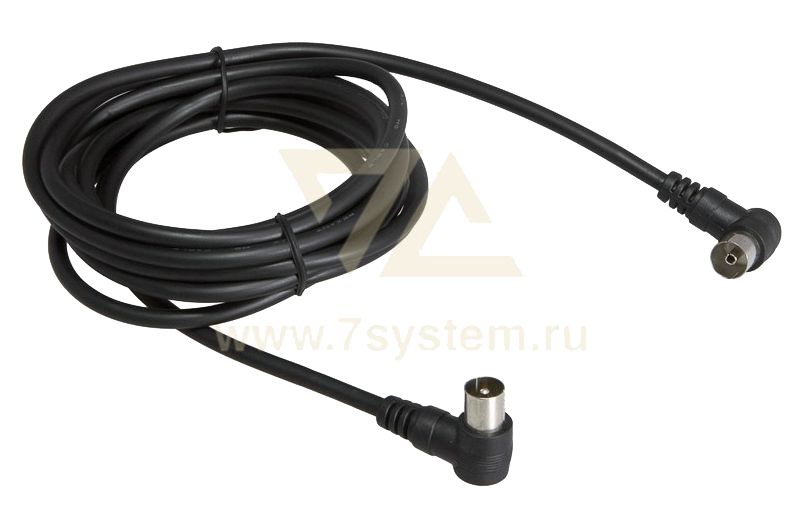 Шнур ТВ(штекер) угловой - ТВ(гнездо) угловой 5 мм Rexant, черный, 3 м