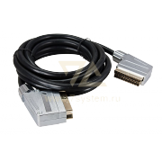 Шнур SCART - SCART 21pin 5 мм GOLD металл Rexant, премиум, 5 м - 