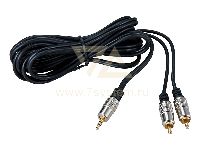 Шнур TRS 3.5 мм - 2 RCA GOLD металл Rexant, премиум, 3 м
