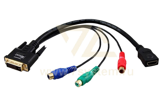 Переходник DVI(штекер) - HDMI(гнездо) + 3 RCA(гнездо) провод Gold Rexant