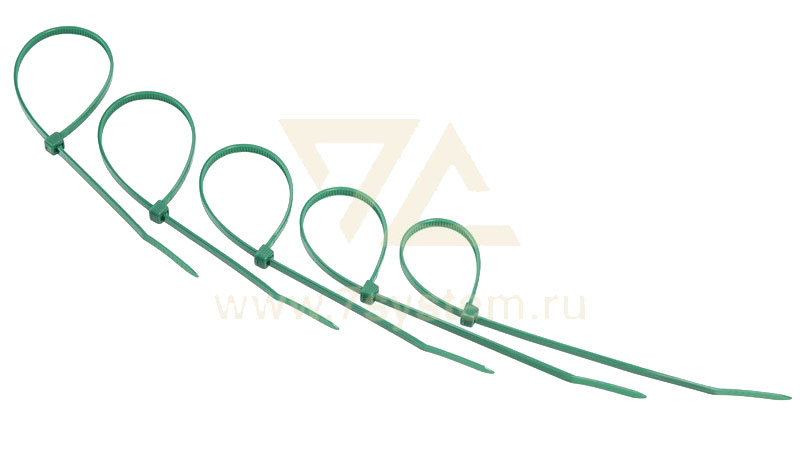 Хомут 200 мм x 3, 6 мм Rexant, зеленый, 25 шт