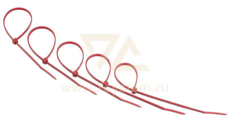 Хомут 200 мм x 3, 6 мм Rexant, красный, 25 шт