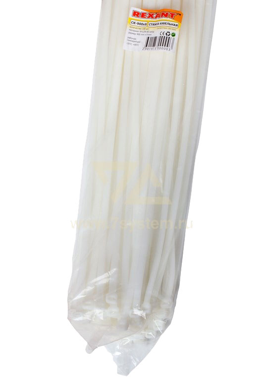 Хомут 700 мм x 9 мм Rexant, белый, 100 шт