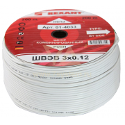 Кабель комбинированный ШВЭВ 3 x 0.12 Rexant, белый, 200 м - 