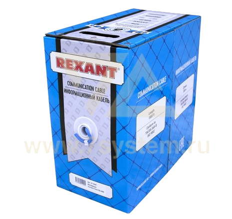 Кабель UTP 4PR 23AWG CAT6 Rexant, синий, 305 м
