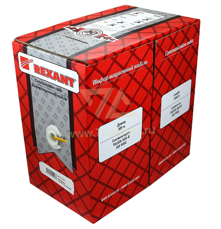 Кабель UTP 4PR 24AWG CAT5e Rexant, LSZH, оранжевый, 305 м