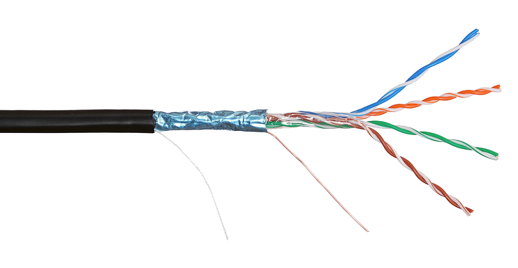 Кабель FTP 4PR 24AWG CAT5e Nikolan, наружный, 305 м