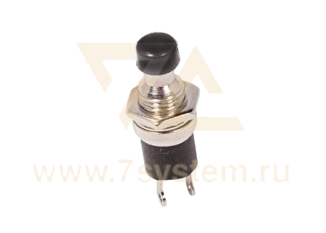 Выключатель-кнопка 220V 2А (2с) ON-OFF, металл, черная Micro (RWD-301, PBS-10B)