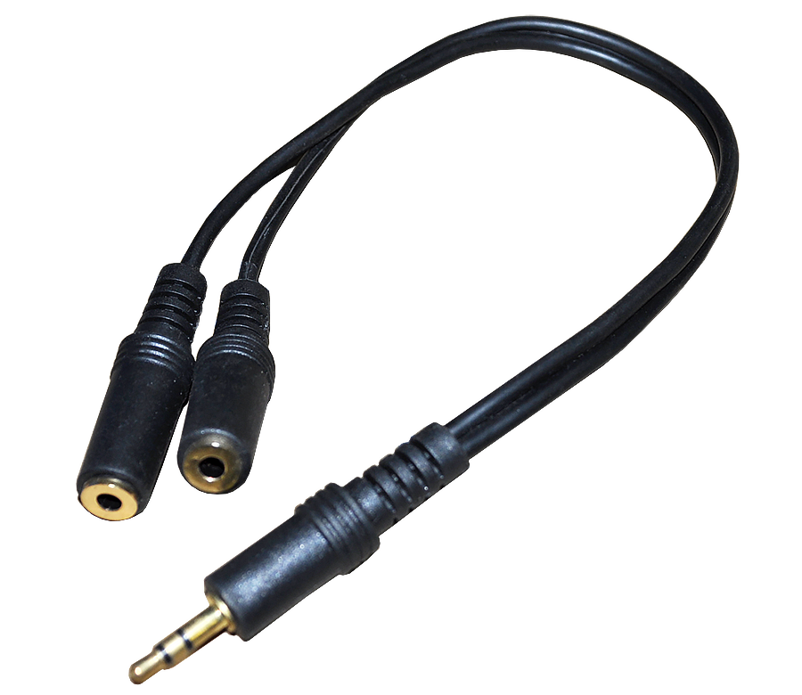 Переходник TRS(штекер) 3.5 мм - 2 TRS(гнездо) 2.5 мм Gold Premier, пластик, стерео, кабель 0.3 м