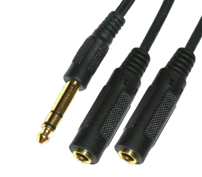 Переходник TRS(штекер) 6.35 мм - 2 TRS(гнездо) 6.35 мм Gold Premier, кабель 0.3 м, пластик, стерео