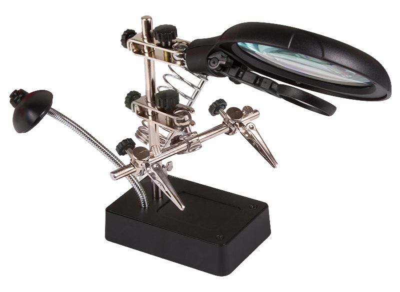 Держатель третья рука Rexant, лупа х2.5, с подставкой под паяльник и подсветкой