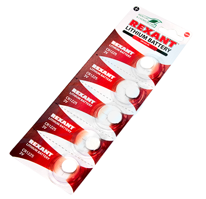 Элемент питания литиевый CR1225 Rexant, 3 V 48 mAh, 5 шт/упак