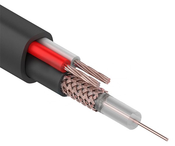 Кабель видеонаблюдения КВК-П D=2 x 0.5 мм2 Rexant, наружный, черный, 200 м