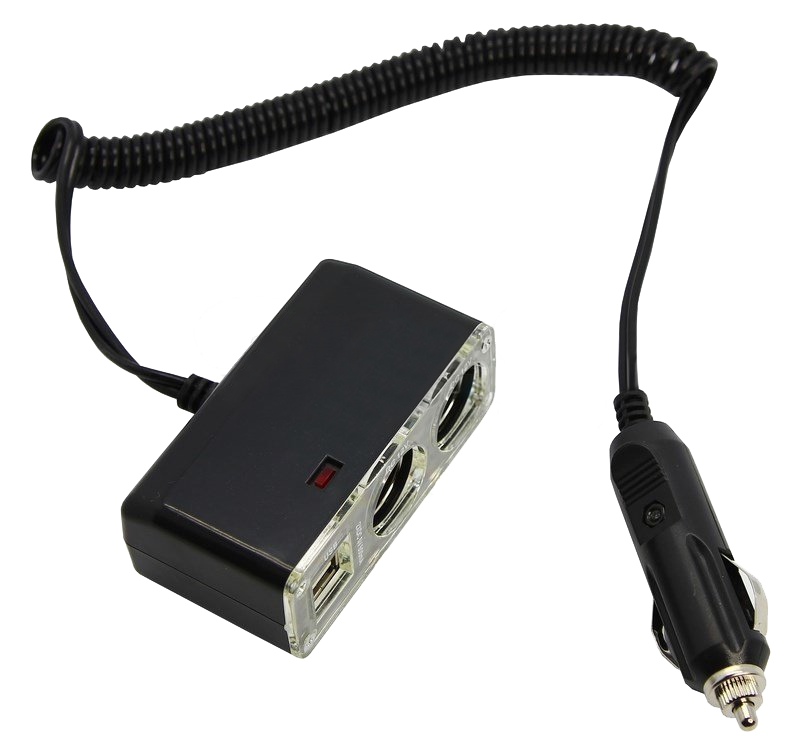 Разветвитель автоприкуривателя 2 USB гнездо Rexant, шнур 1.5 м