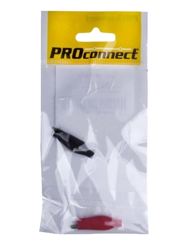 Зажим "крокодил" в изоляторе Proconnect, 40 мм, красный/черный, 2 шт/упак