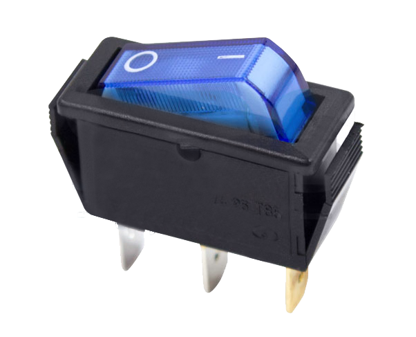 Выключатель клавишный синий с подсветкой  250V 15A (3c) On-Off (RWB-404, SC-791, IRS-101-1C)