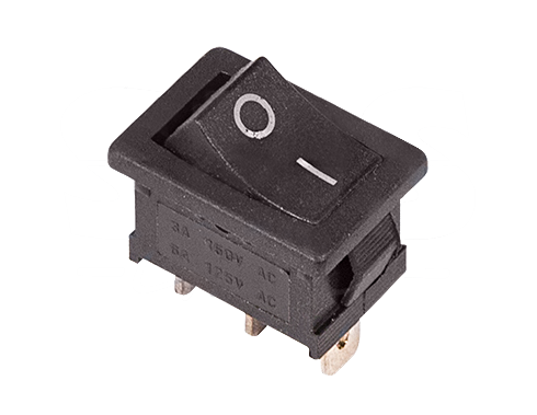 Выключатель клавишный черный 250V 6A (3c) On-On Mini (RWB-202, SC-768)